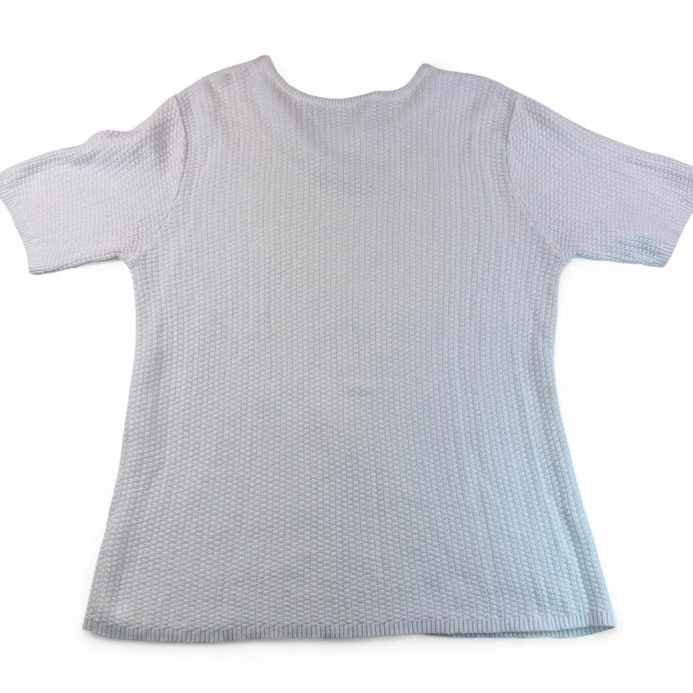 White‎ Short Sleeve Cotton Sweater Textured Capsule Romantic Boho Cottagecore